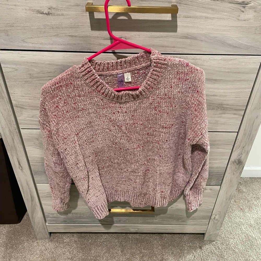 Alya Speckled Pink Crew Neck Sweater